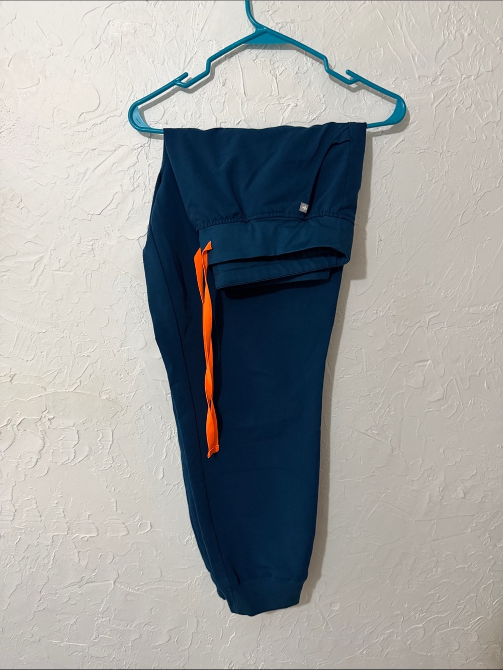 Figs Teal/Blue Scrub Jogger Pants with Orange Drawstring